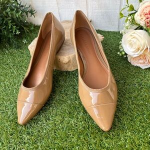Rebecca Allen The Skim Women's Tan Caramel Patent Leather Flats size 7 NEW